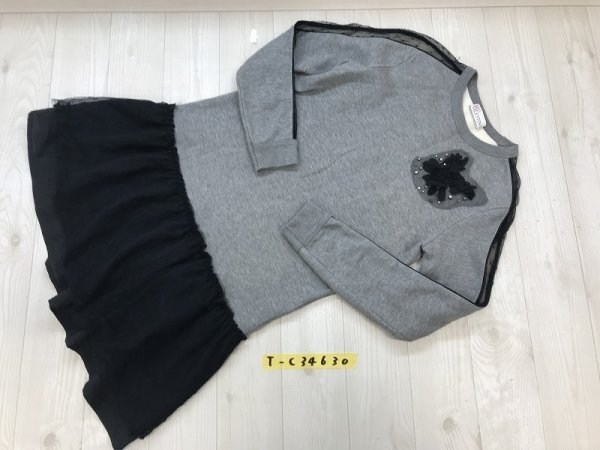 RED VALENTINO レディース 花モチーフ チュール切り替え トレーナー 小さいサイズ XS 杢グレー黒_画像1