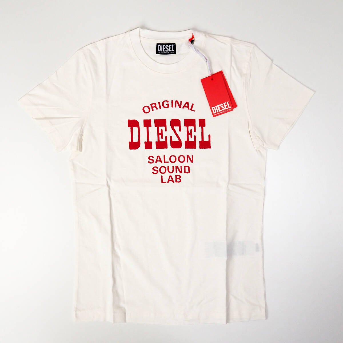 新品正規品 DIESEL ディーゼル T-DIEGOR-E12 半袖 丸首 クルーネック ブランド ロゴ Tシャツ クリームホワイト M_画像1