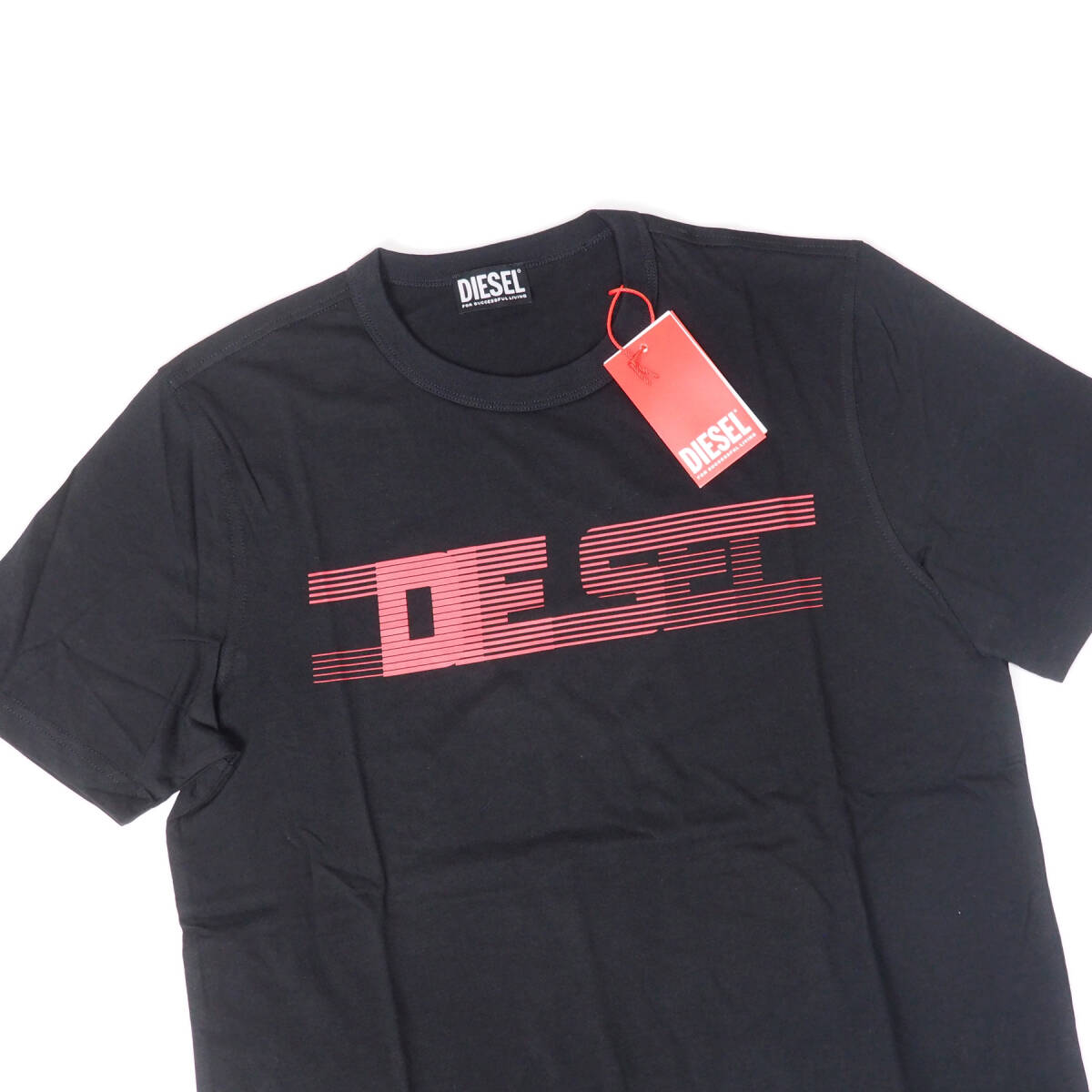 新品正規品 DIESEL ディーゼル T-JUST-E19 半袖 丸首 クルーネック ブランド ロゴ Tシャツ ブラック Mの画像3