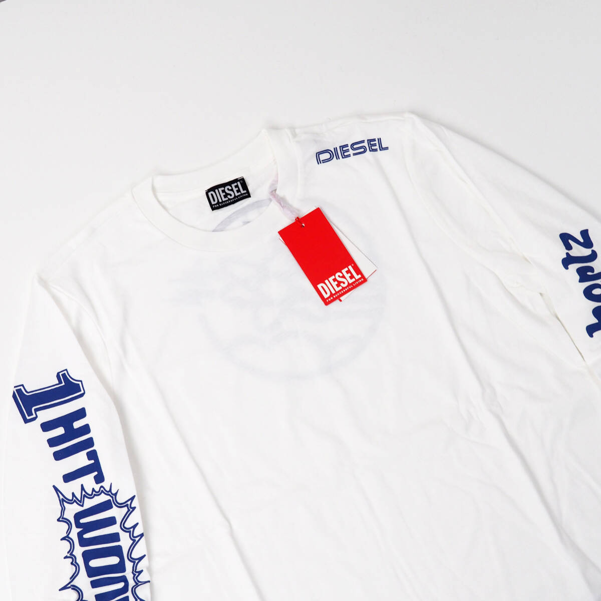 新品正規品 DIESEL ディーゼル T-JUST-LS-E6 サイドライン ロゴ 長袖 Tシャツ ロンT ホワイト M_画像3