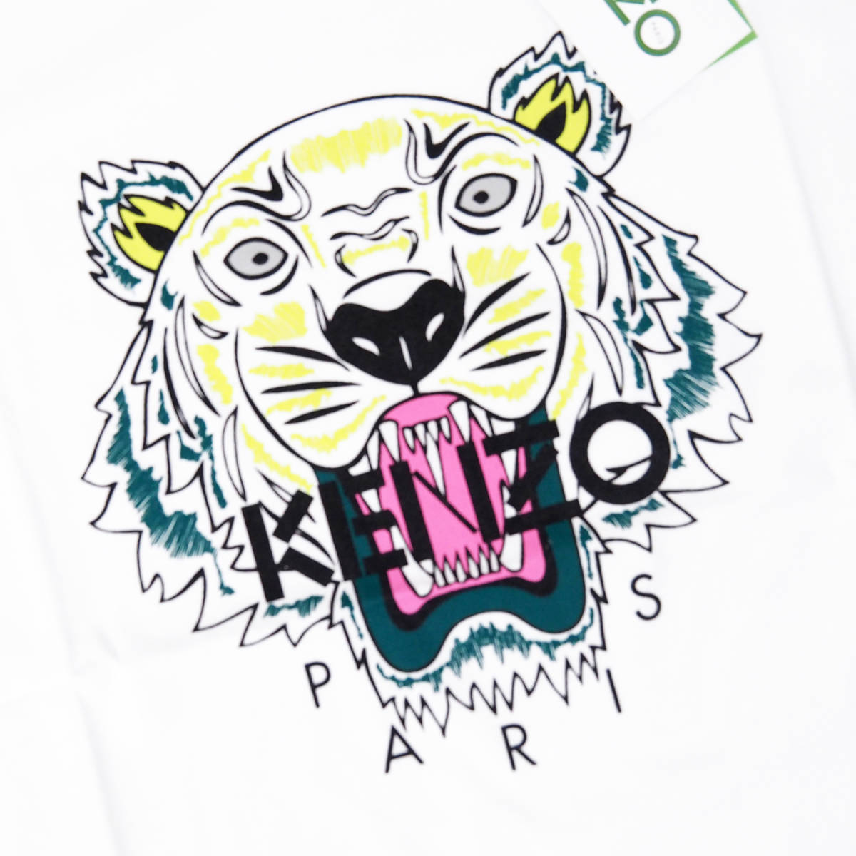 新品正規品 KENZO ケンゾー タイガー ロゴ プリント メンズ ユニセックス 半袖 クルーネック Tシャツ ホワイト size XL e-310_画像3