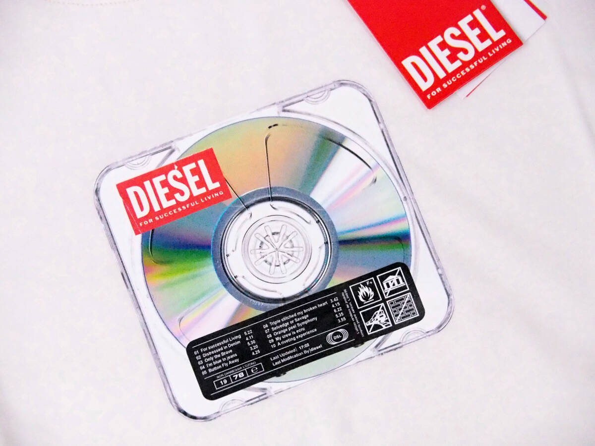新品正規品 DIESEL ディーゼル T-DIEGOR-E37 CDプリント 半袖 丸首 クルーネック Tシャツ ホワイト M_画像4