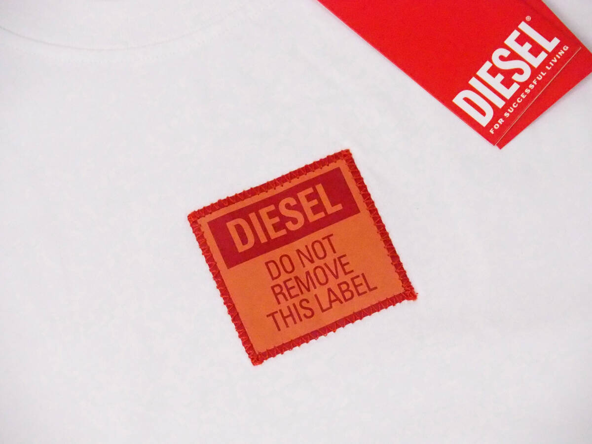 新品正規品 DIESEL ディーゼル T-DIEGOR-E15 パッチロゴ半袖 丸首 クルーネック ブランド ロゴ Tシャツ ホワイト XL_画像4