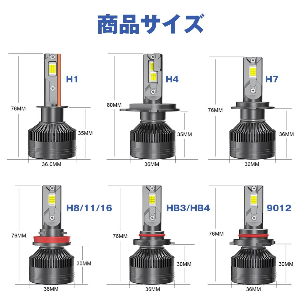 送料無料☆ H85 2個 H4 Hi.Low/H1/H7/H8/H11/H16/HB3/HB4 120W 24000LM LED ヘッド/フォグ 光軸調整 12V キャンセラー内蔵 車検対応 無極性_画像9