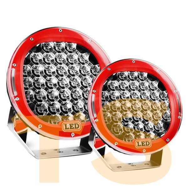 送料無料☆超遠距離照射 185W スポットカバー/拡散カバー付属 ホワイト LED ワークライト トラック SUV ボート 9C-185W-R 赤 12V/24V 2個