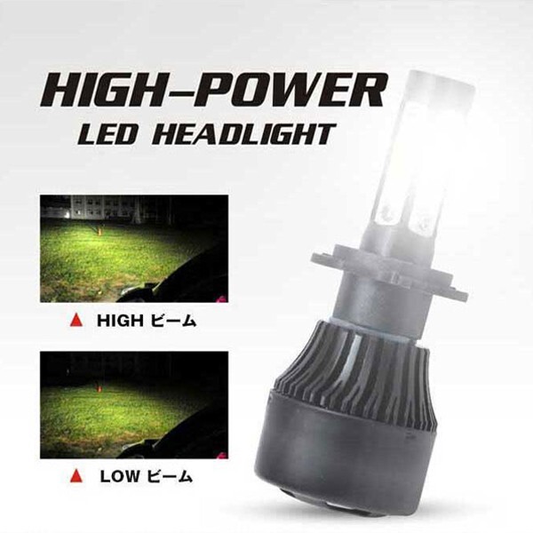 送料無料☆ ホワイト 高品質 X7 四面発光 H4 Hi.Low/H7/H8/H11/H16/HB3/HB4 COBチップ 12V 2個/1セット 簡単取付 LEDライト 8000LM 6500K_画像6