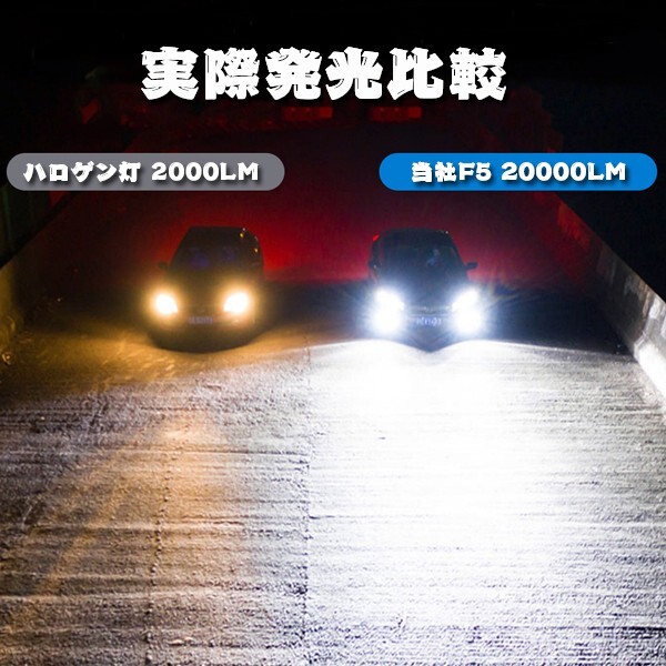 送料無料☆ 車検対応 キャンセラー付 新品 F5 フォグランプ LED ヘッドライト H1/H7/H8/H9/H11/H16/HB3/HB4 20000LM 6500K G-XPチップ搭載_画像9