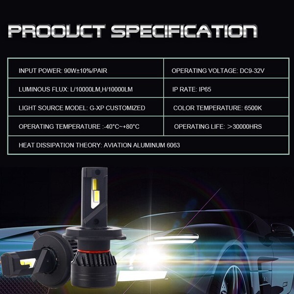 LED ヘッドライト フォグランプ H1/H7/H8/H9/H11/HB3/HB4 90W ホワイト ..新品.. 高品質 新車検対応 2個/1セット 12V F3 20000lm 新品の画像7