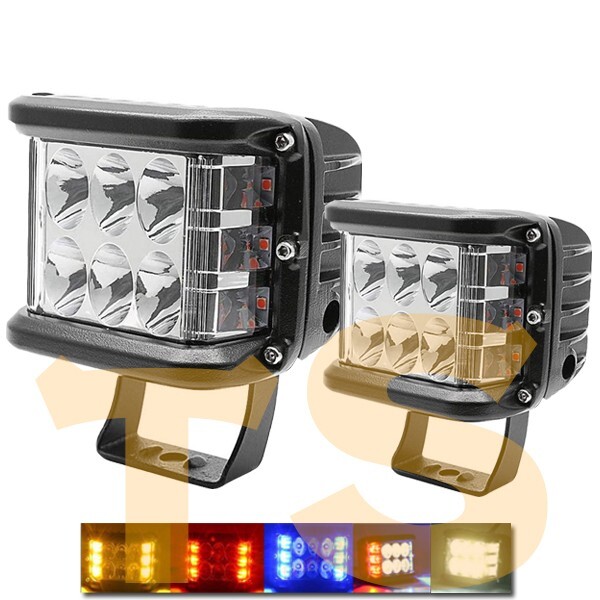 12V/24V兼用 2個 3M-45W ..新品.. SUV 大型車 作業灯 LEDライト 作業灯 警告灯 補助灯 ストロボ機能 両側色選択:黄/青/赤/白/赤青 45W_画像1