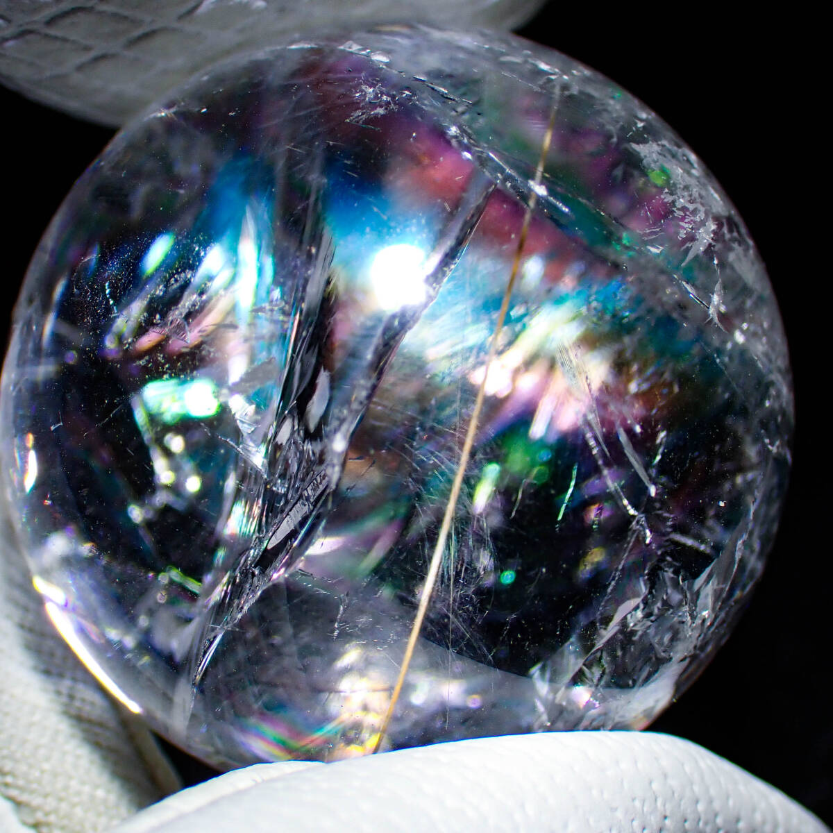 天然石 アイリス クオーツ 虹 水晶玉 レインボー 健康 金 風水 占い パワーストーンの画像10