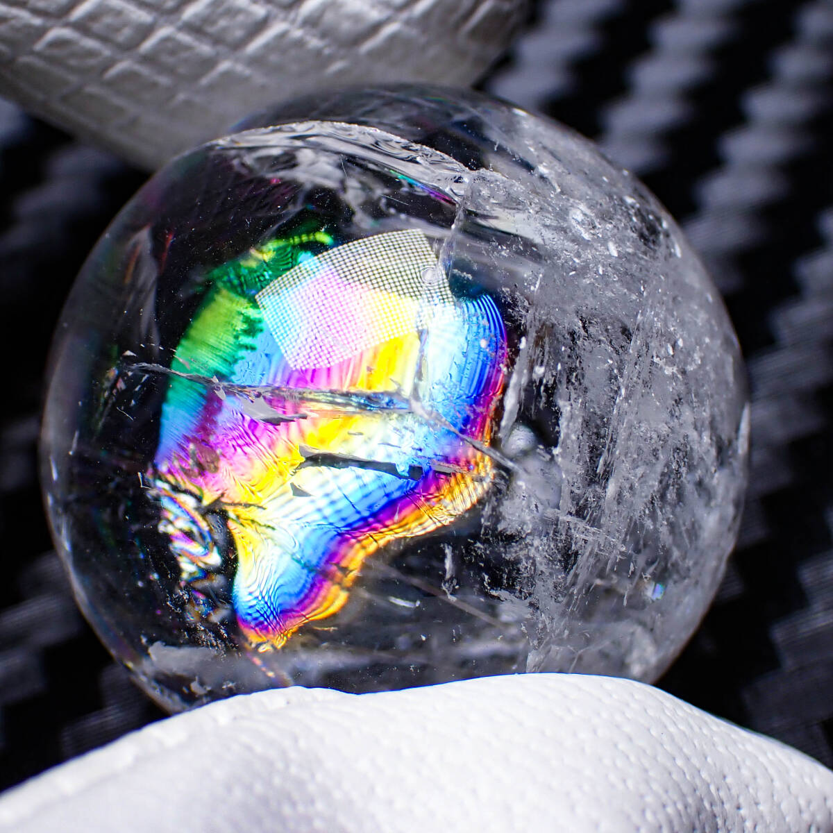 天然石 アイリス クオーツ 虹 水晶玉 レインボー 健康 金 風水 占い パワーストーンの画像5
