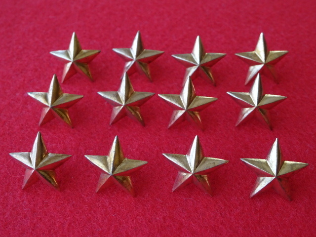 [実物]星章12個（15ｍｍ・金色・デッドストック品）大日本帝国陸軍98式・三式礼肩章用星（通称・通常礼装肩章）の画像2