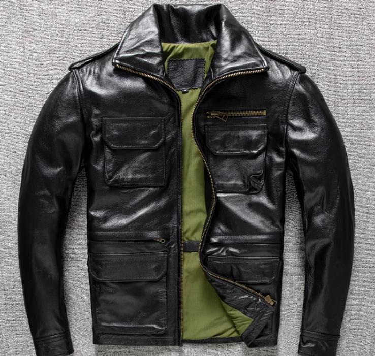 上質な第1層の牛革、革のジャケット、厚手のフライトスーツM6