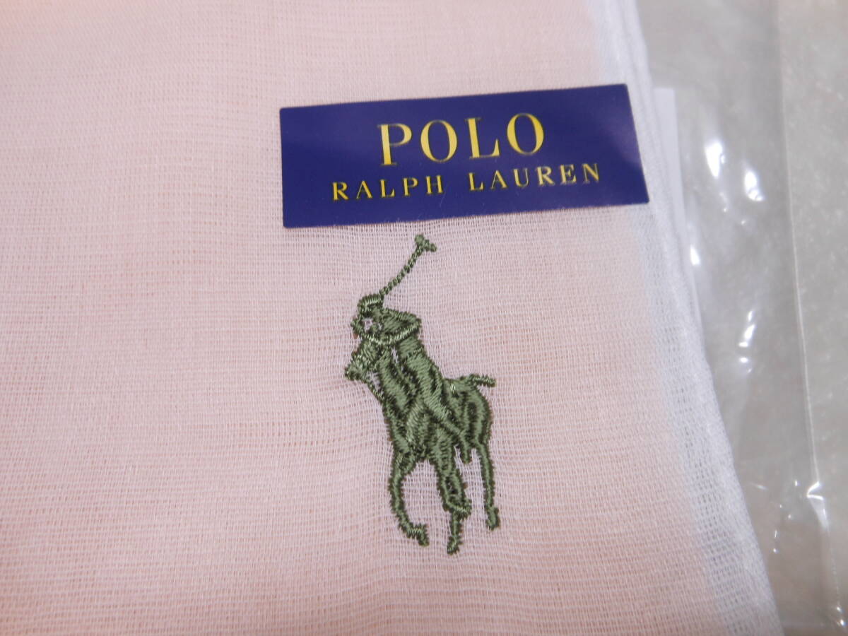 ♪未使用品♪#28635 POLO RALPH LAUREN ポロ ラルフローレン ハンカチ ベア柄 熊 日本製 綿100％ ピンク系_画像3