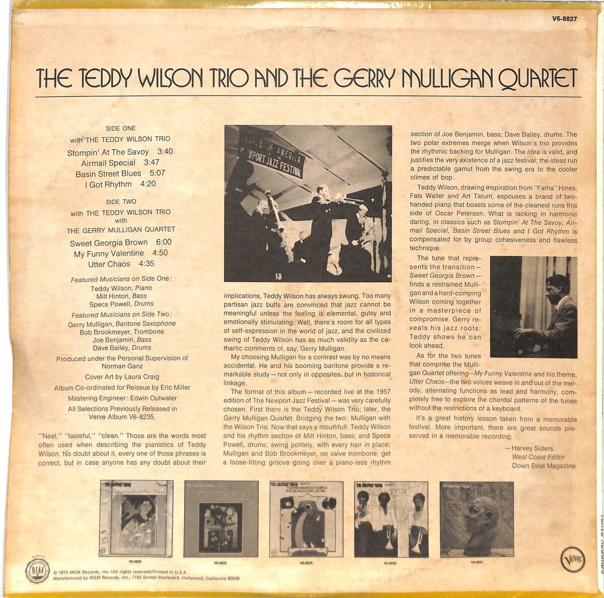 h1333/LP/米/The Teddy Wilson Trio And The Gerry Mulligan Quartet/The Newport Years Volume II_画像2