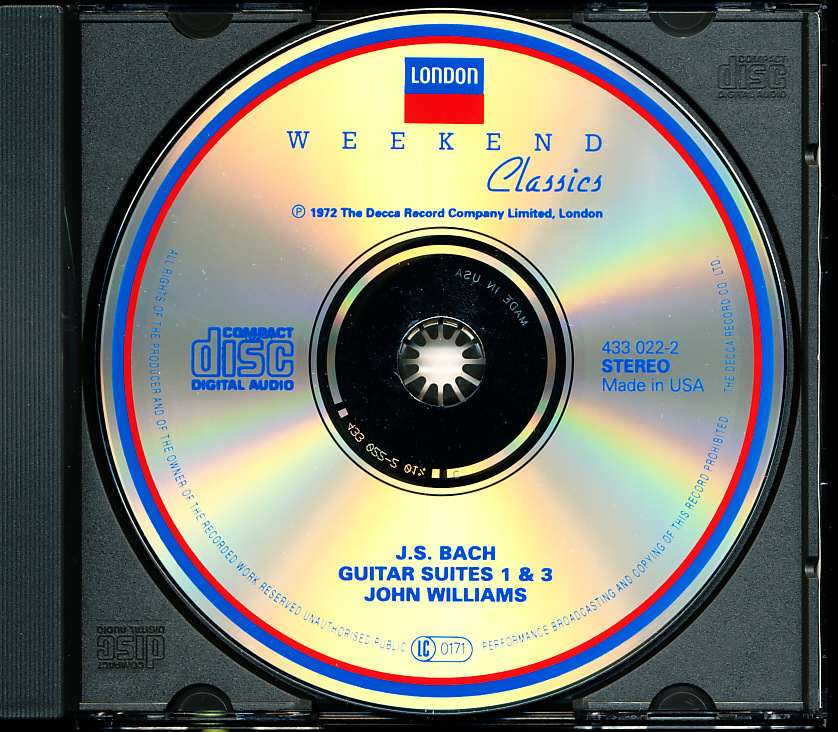 DECCA/LONDON初期盤/全面アルミ蒸着 ジョン・ウィリアムス/John Williams - バッハ, D&A.スカルラッティ　4枚同梱可能　a3B0000041ZA_画像3