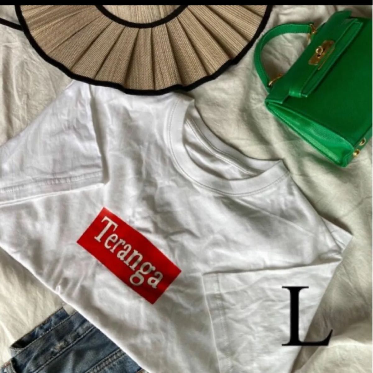 "Teranga” ボックスロゴTEE Lサイズ Tシャツ ユニセックス Logo Supreme ホワイト ヘインズ 半袖  