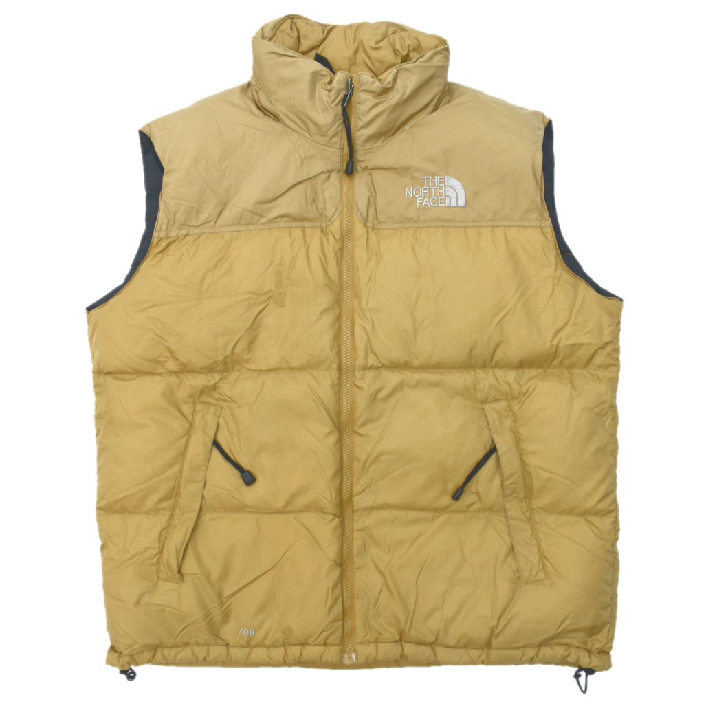 希少カラー 00s THE NORTH FACE ノースフェイス センターロゴ 700FILL ヌプシダウンベスト size.XL キャメル ブラウン コヨーテ_画像2