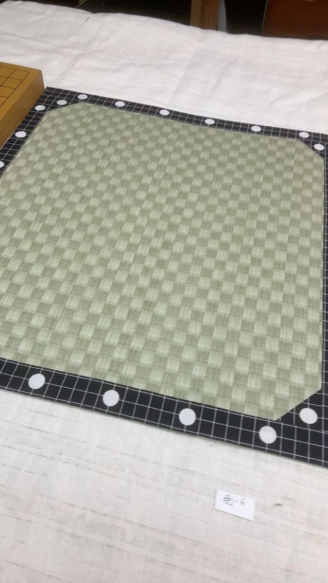 高級品:白石柄のヘリの囲碁盤用マット畳:市松グリーンの豪華版囲-6