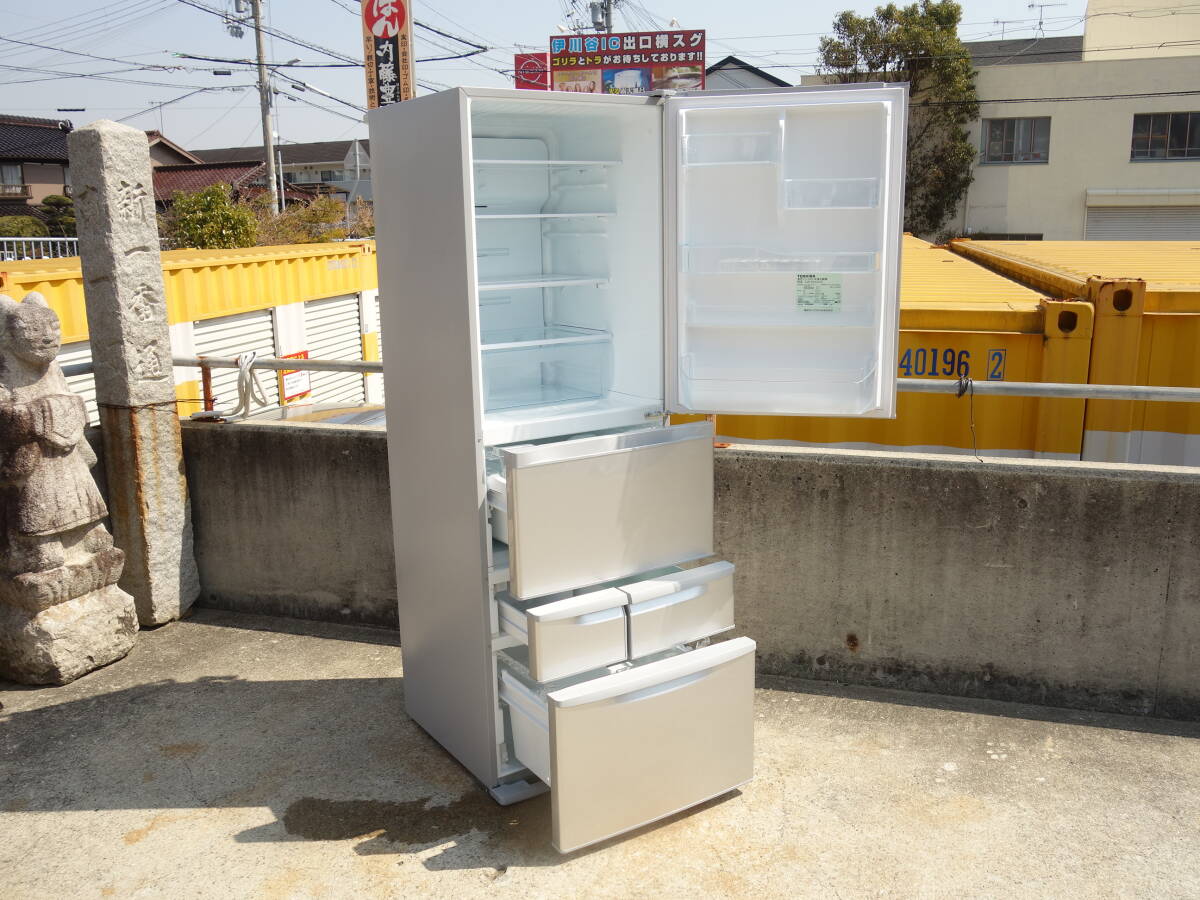 [ used ]KV Toshiba refrigerator 411L 5-door automatic icemaker most middle vegetable . width 60cm VEGETA Vegeta silver GR-P41G (27294)