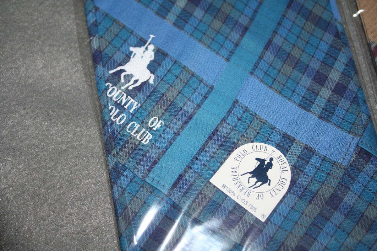 未使用品【正規品】POLO CLUB　ROYAL County　　紳士 ハンカチ　ブルー系　ブラウン系　2枚セット_画像2