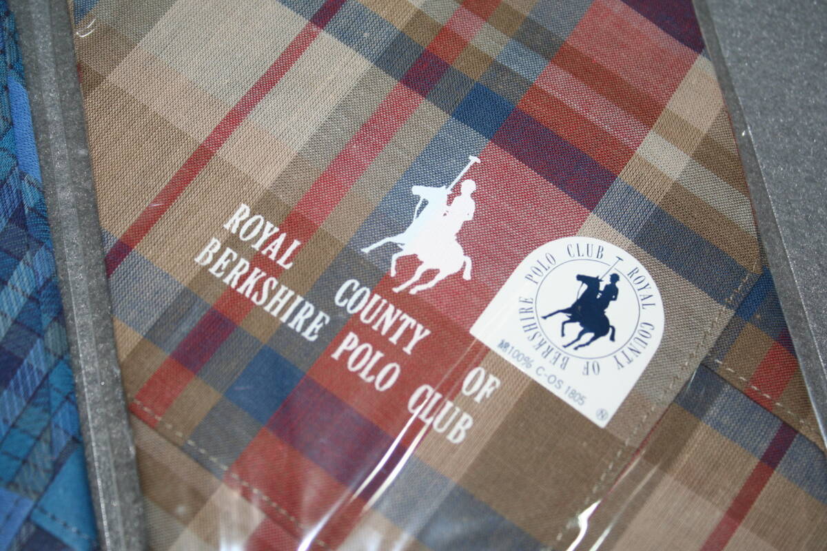 未使用品【正規品】POLO CLUB　ROYAL County　　紳士 ハンカチ　ブルー系　ブラウン系　2枚セット_画像3