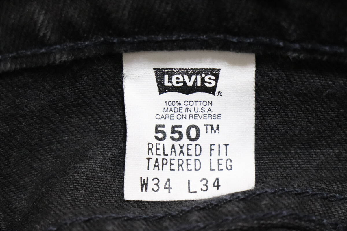 Levi's 550 BLACK ｗ34 USA製 リーバイス ブラック made in USA ビンテージ / サルファー 先染め 501 505 70507の画像5