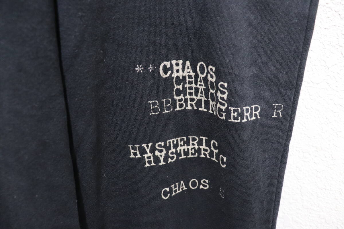 即決 2000年初頭 HYSTERIC GLAMOUR ヒステリックグラマー タイプライター CHAOS BRINGERR 英文字 英字 メッセージ ワイドスウェットパンツ_画像5