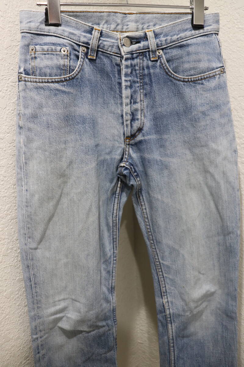  быстрое решение * 1997SS HELMUT LANG Helmut Lang 97ss сам период Archive первый период 5 карман Vintage обработка Denim брюки W71. голубой 