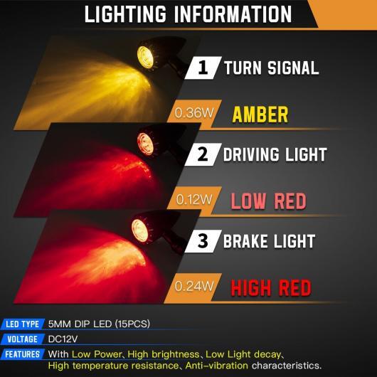 AL 1ペア ユニバーサル オートバイ LED インジケーター ライト ウインカー ライト LED 12V ブレーキ ランプ 適用: ハーレー AL-RR-6402_画像4