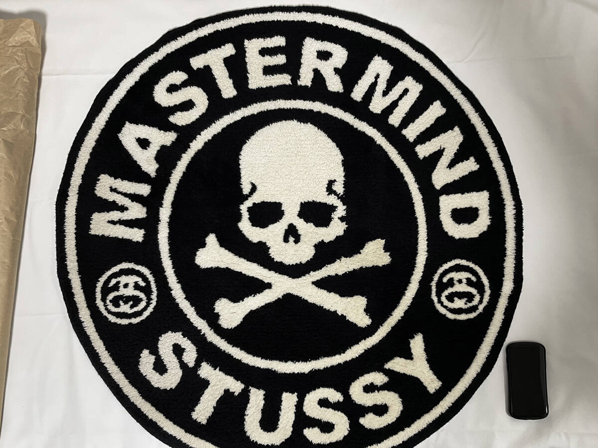  последний [ стандартный товар ]USED товар * очень редкий mastermind JAPAN×STUSSY×Gallery1950 Circle Logo коврик [ диаметр / примерно 100cm][ сделано в Японии ]