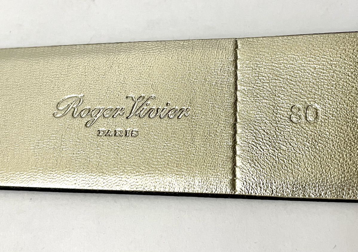 新品同様 Roger Vivier ロジェヴィヴィエ ベルト クリスタル ジュエル バックル レザー シルクサテン ブラック イタリア製 正規品の画像7