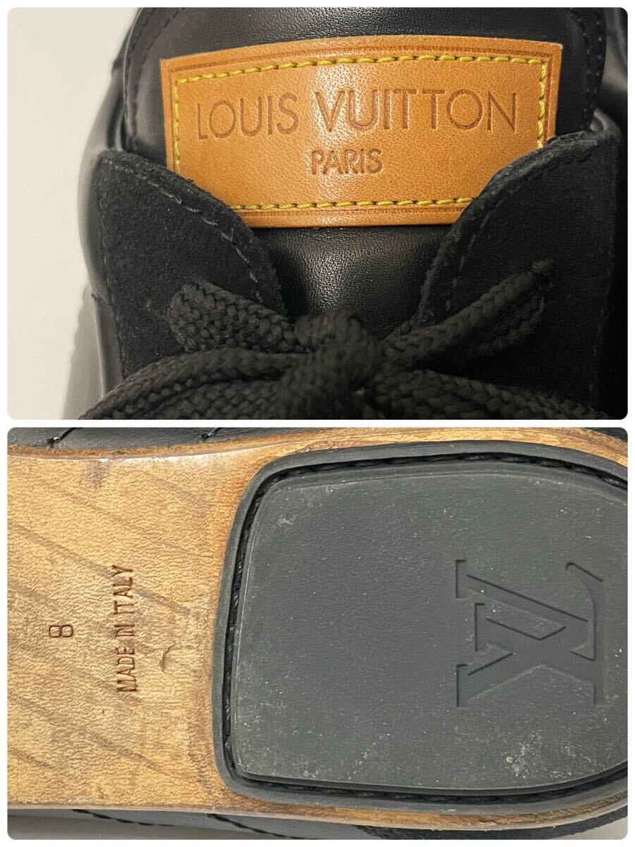 LOUIS VUITTON ルイヴィトン スウェード レザー ローカット スニーカー ドライビングシューズ ブラック イタリア製 8 革靴 正規品_画像9