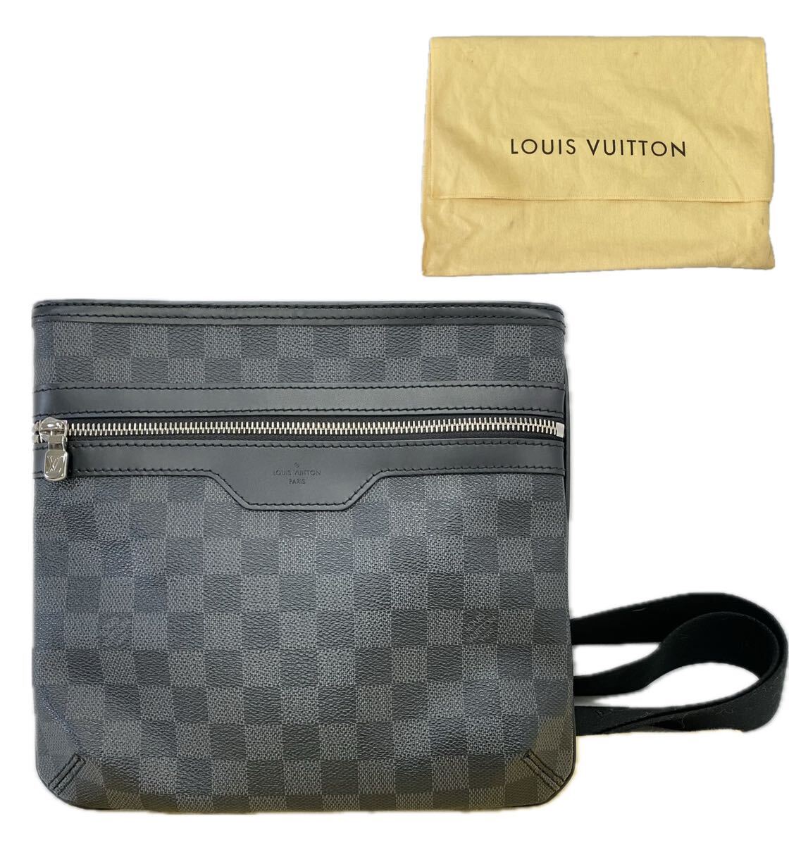 AZ-659 極上品 LOUIS VUITTON ルイヴィトン ダミエグラフィット トマス ショルダーバッグ サコッシュ VI3181刻印 本革 PVC N58028 メンズ_画像1