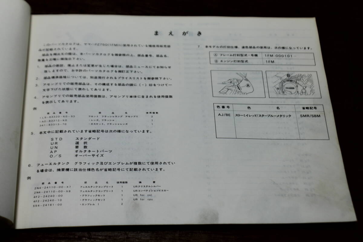 ヤマハ　FZ750　1FM　パーツカタログ　パーツリスト　151FM-010J1　1版　S60.2_画像5