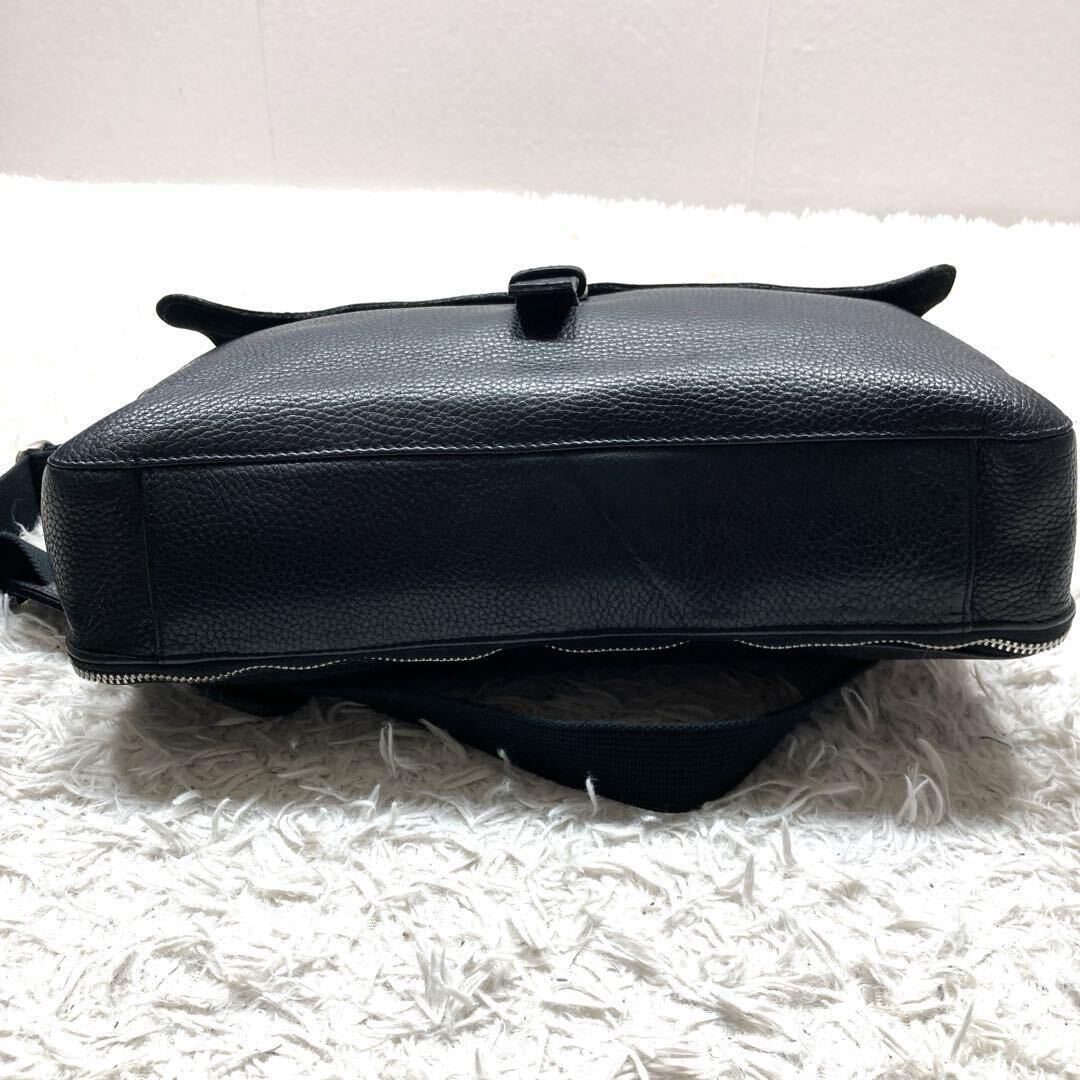 極美品 カルバンクライン Calvin Klein ショルダーバッグ ブリーフケース ビジネスバッグ メッセンジャー A4可 2way シボ革レザー 黒 _画像6