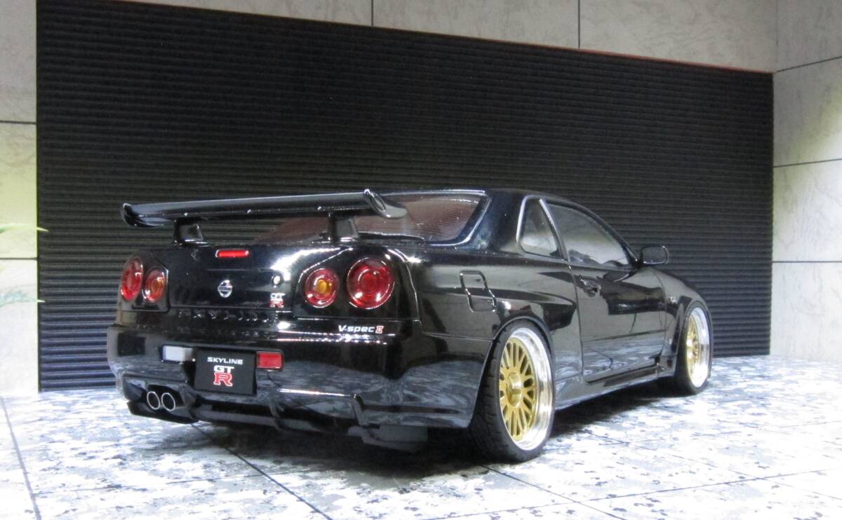 Aa 1/18 R34 GT-R V-specⅡ ブラックパール カスタム nismo BBS LM BNR34 GTR ニスモ_画像4