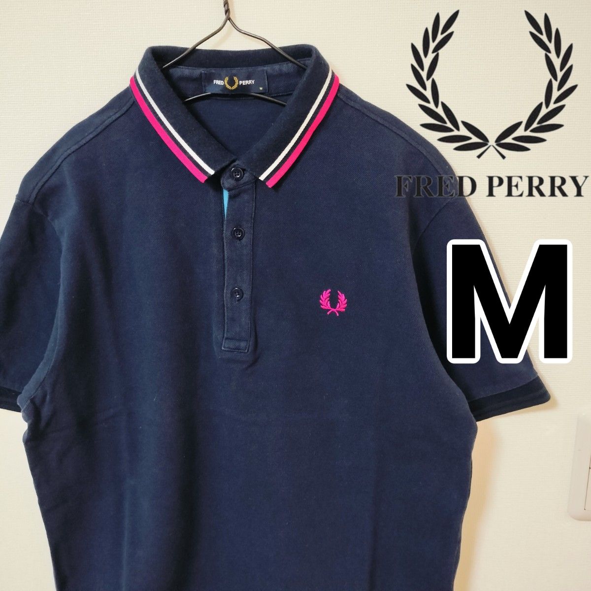 FRED PERRY ネイビー 半袖 ポロシャツ  フレッドペリー メンズM 半袖ポロシャツ  ゴルフウェア スポーツウェア