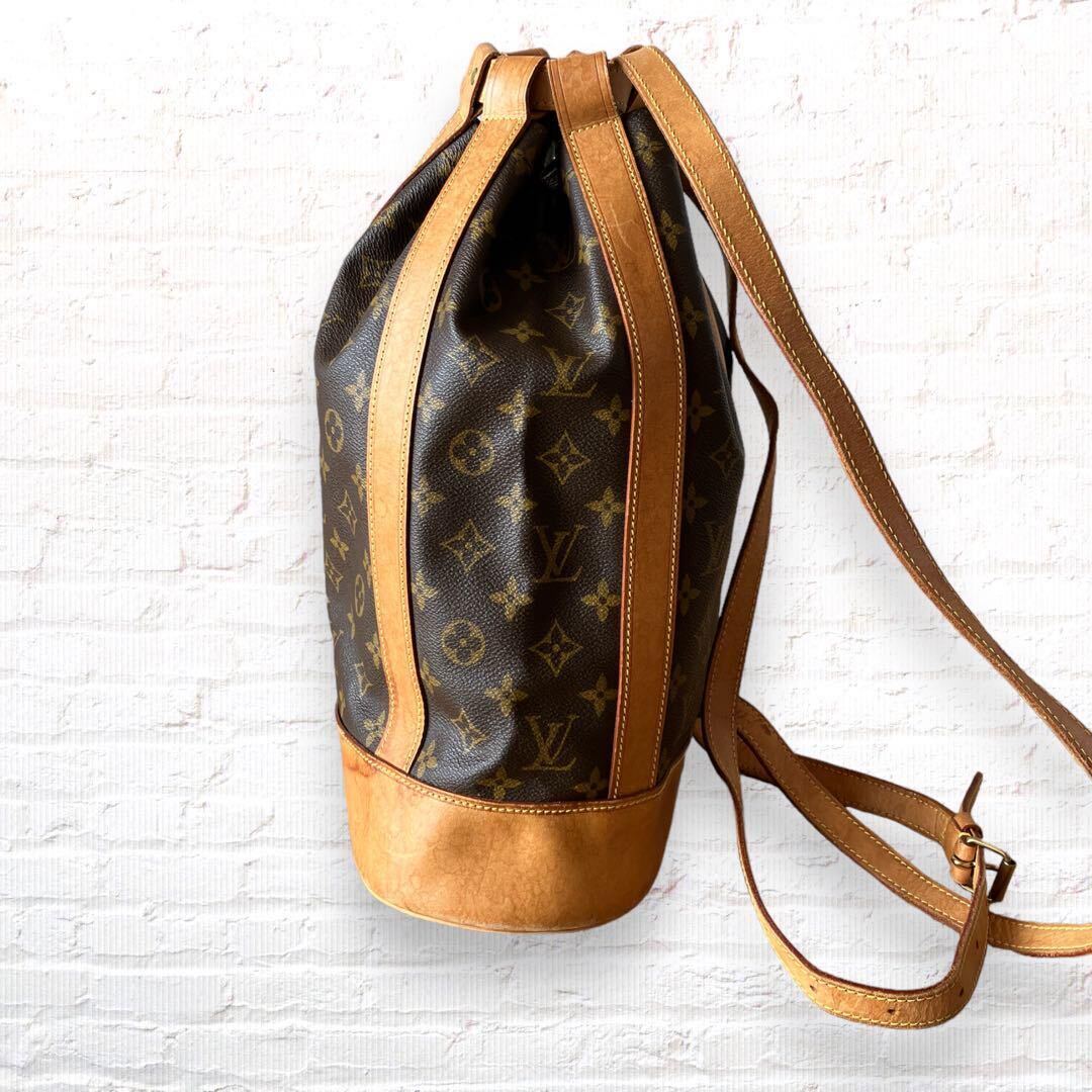 美品 ルイヴィトン LOUIS VUITTON モノグラム ランドネ ショルダーバッグ リュック ブラウン 巾着型 レディース メンズ_画像5