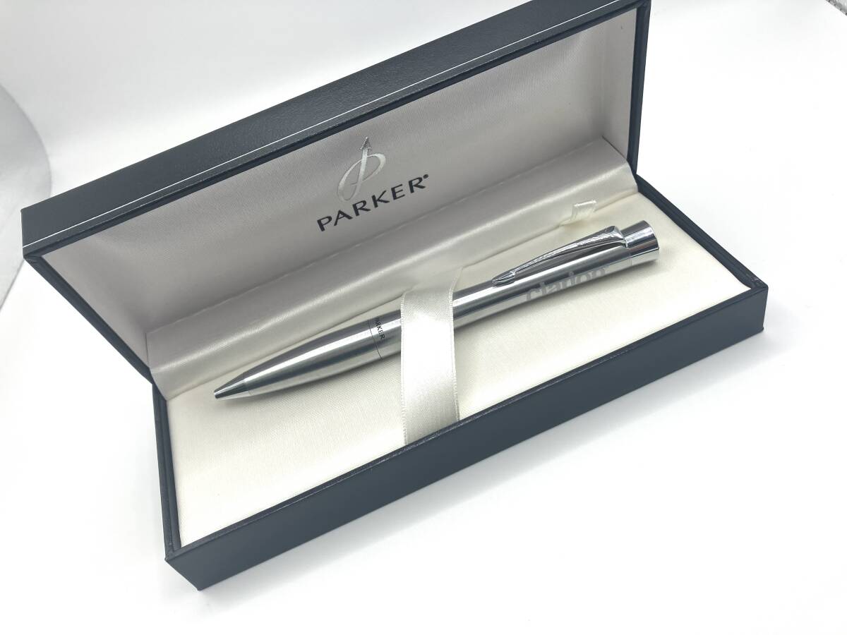 【NN】PARKER　パーカー　ボールペン　青　筆記確認〇　シルバー　回転式　箱付き_画像1