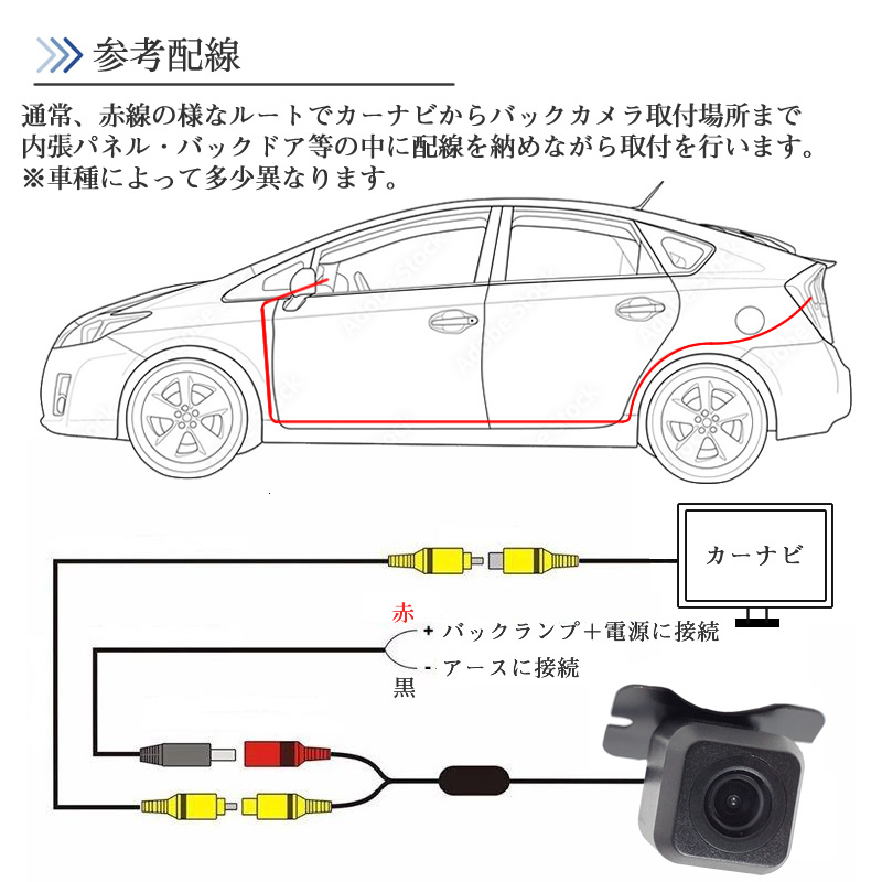 バックカメラ ガイドライン 有 CMOS 安心の配線加工済 バックカメラ リアカメラ 自動車用 【BC04】の画像7