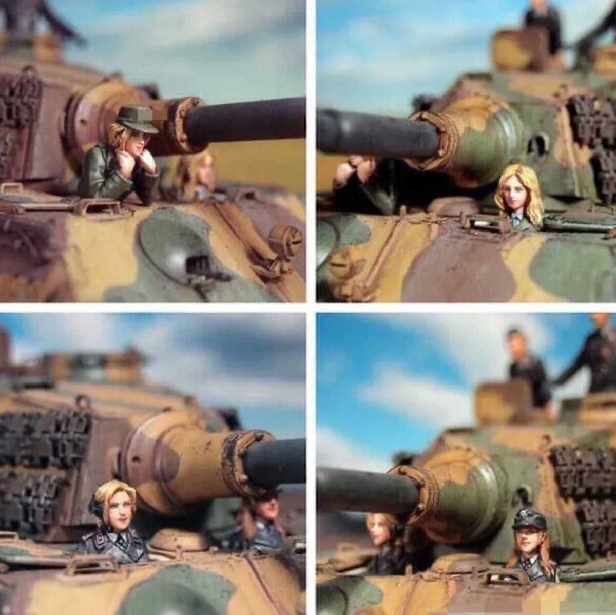 フィギュア 女性兵士 4体 1/35スケール 兵士 上半身 戦車用 大戦 女性兵 樹脂 未塗装 未組立 ミニチュア 樹脂模型 ジオラマ ミリタリー 768