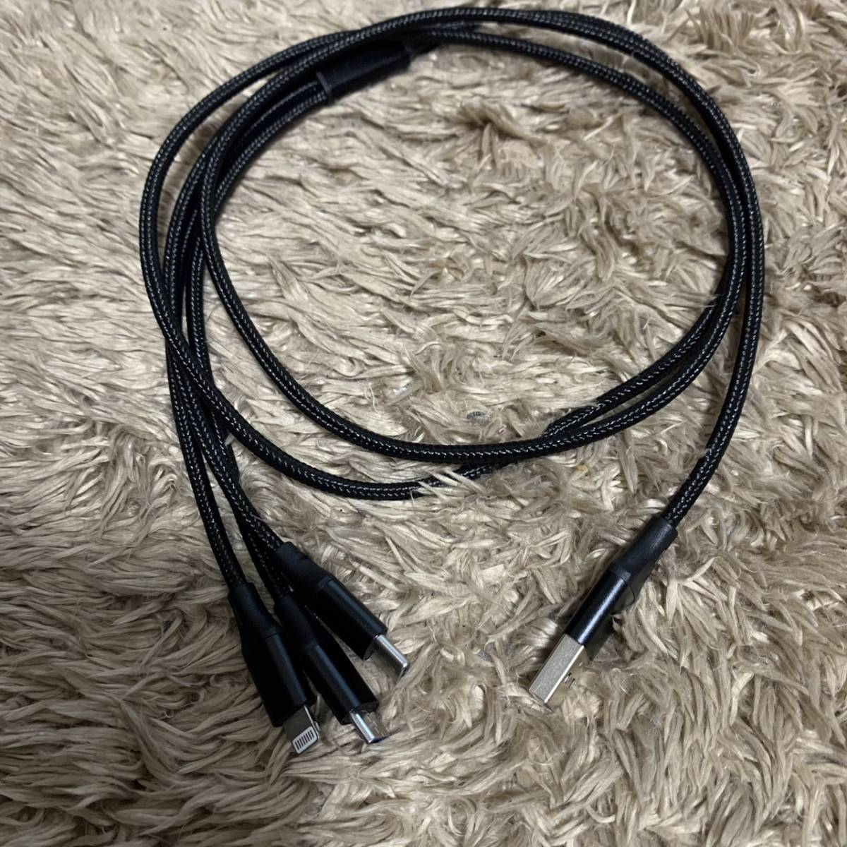 3in1 зарядка кабель 1.2m USB кабель 3A внезапный скорость зарядка зарядка код Type C кабель Micro USB кабель iPhone подсветка lightning чёрный 