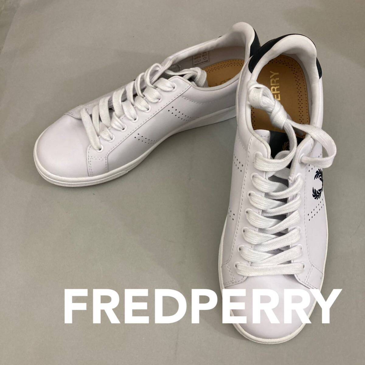 【新品未使用】フレッドペリー FREDPERRY レザー B721 テニスシューズ スニーカー 靴 白 テニス LOW ロゴ 刺繍 ホワイト UK7 25.5cm @☆_画像1