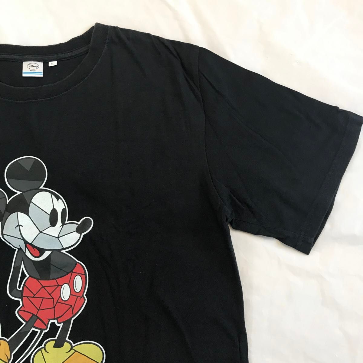 ディズニー　Disney ミッキーマウスTシャツ 半袖 黒 デカプリント オーバーサイズ  4L XL相当 古着 キャラクター