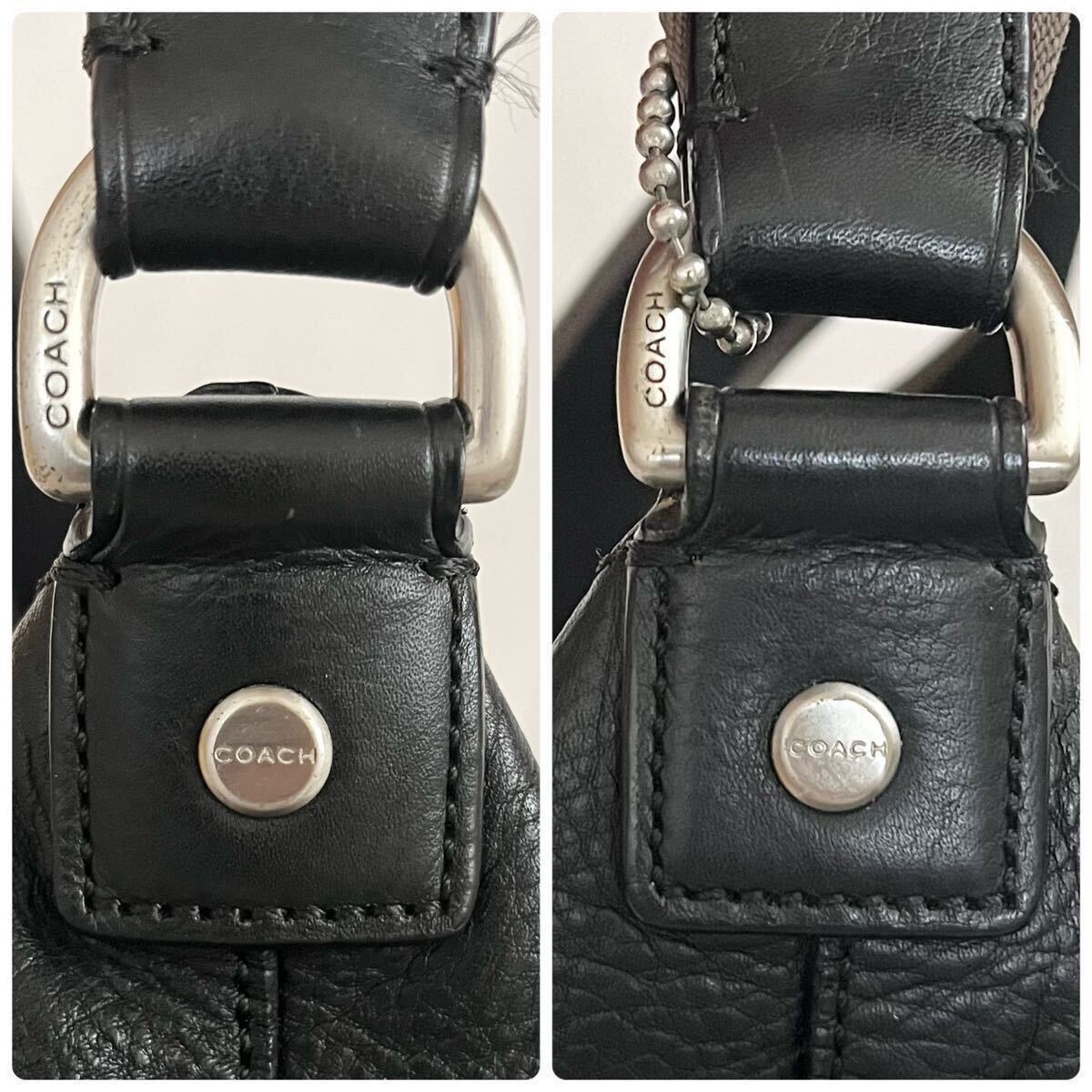 1円 ■美品■ COACH コーチ レザー ショルダーバッグ 斜め掛けかばん メンズ ユニセックス ブラック系 F70559の画像10