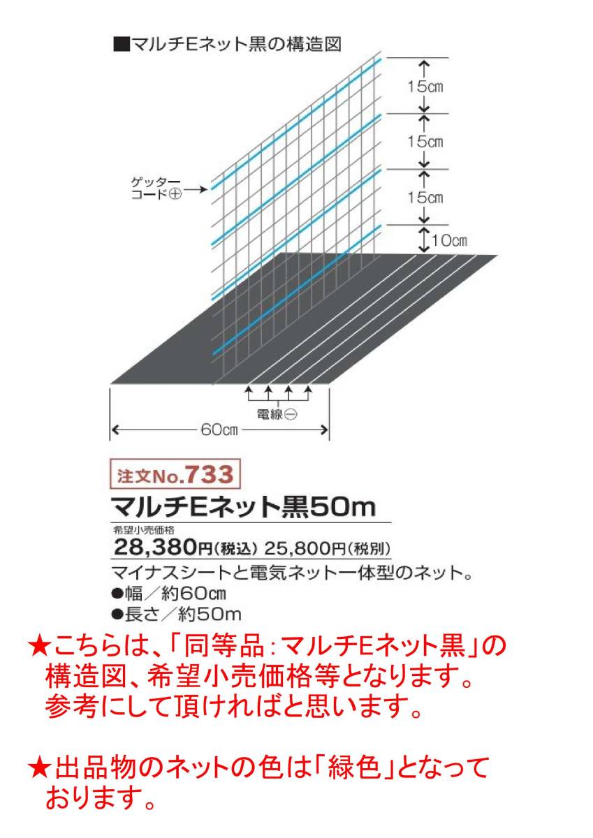 ★約58%0FF★マルチEネット50m,緑色,1巻★アライグマ,アナグマ,ハクビシン,狸,イタチ,猫など,猪～小動物の対策★農作物を護る,電気柵(電柵)の画像6