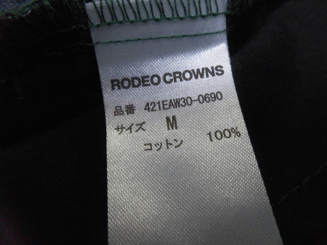 RODEO CROWNS ロデオクラウンズ チェックシャツ バックロゴ トップス チェック柄 長袖 グリーン×ネイビー 緑×青 メンズ Mサイズ_画像5