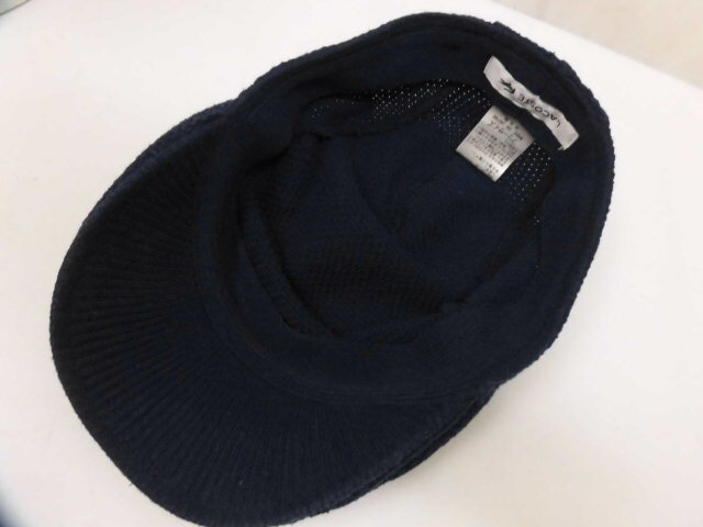LACOSTE ラコステ ニット ハンチング 帽子 ハンチング帽 日本製 ネイビー 紺 フリーサイズ _画像7