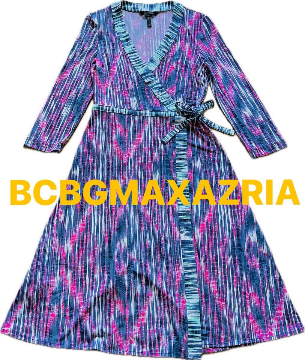 BCBGMAXAZRIA ラップワンピース　インポート　ジャージー素材　BCBGマックスアズリア　カシュクール　華やか　伸縮性あり